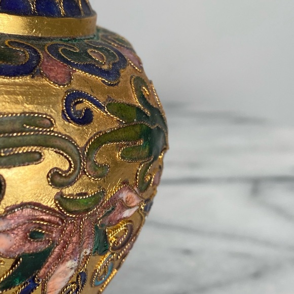 Vintage Brass and Cloisonné Vase - Picture 6 of 8
